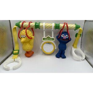 Vintage Sesame Street Crib Toy Bar Big Bird Grover Mirror